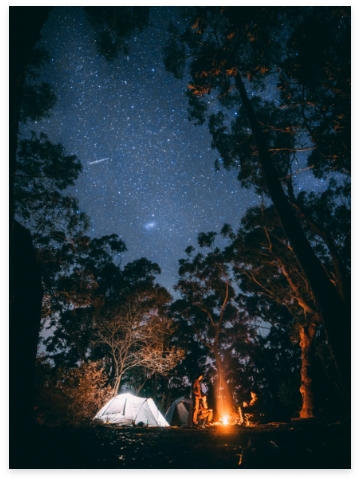 Campsite under starry night